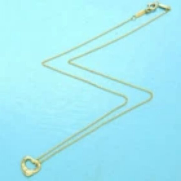 Tiffany & Co. Small Open Heart Necklace 16" 18k Yellow Gold 750 Auth - Picture 3 of 8
